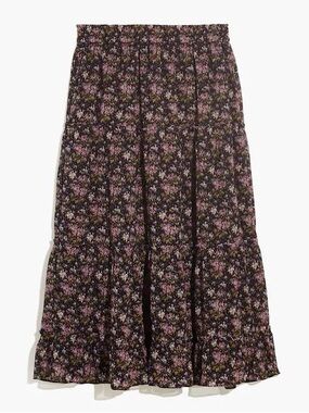 Madewell 2x Crinkle Georgette Tiered Maxi Skirt in Blurred Blooms